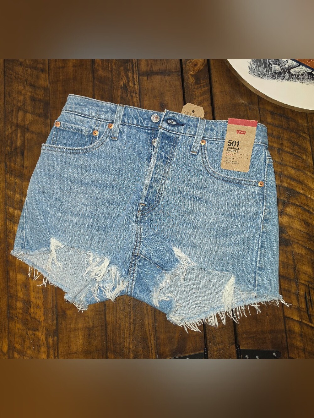 Levi's 501 Cutoff Distressed Denim Shorts Size 28